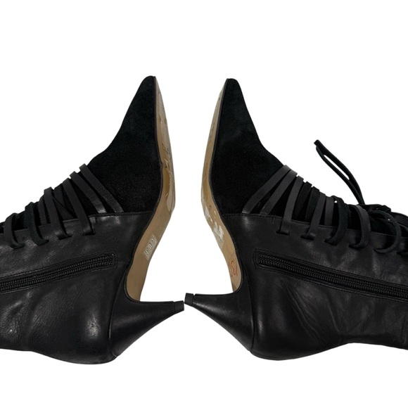 Free People Juliette Kitten Heel Ankle Boots Black Leather Size 36 Witchycore - Picture 5 of 9